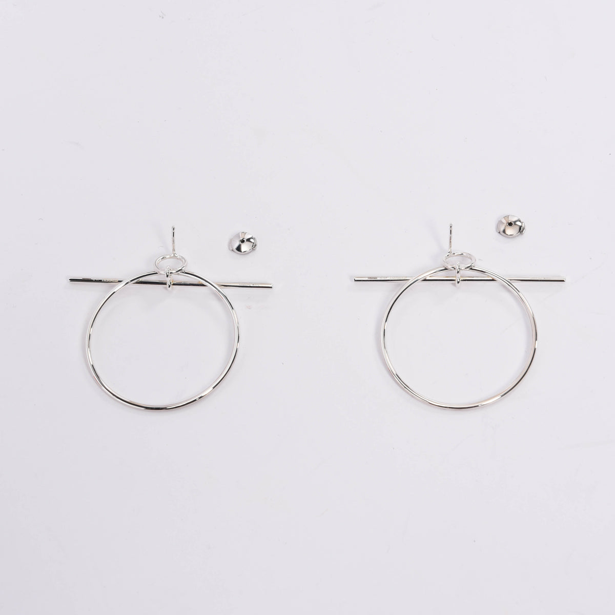 Hermes Sterling Silver Medium Loop Earrings