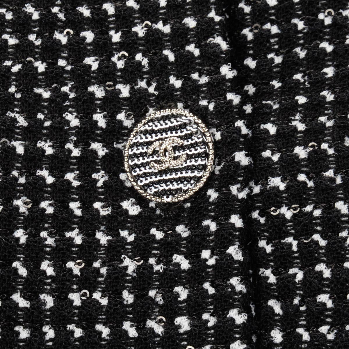 Chanel Black & White Tweed Short Sleeve Blouse FR 36