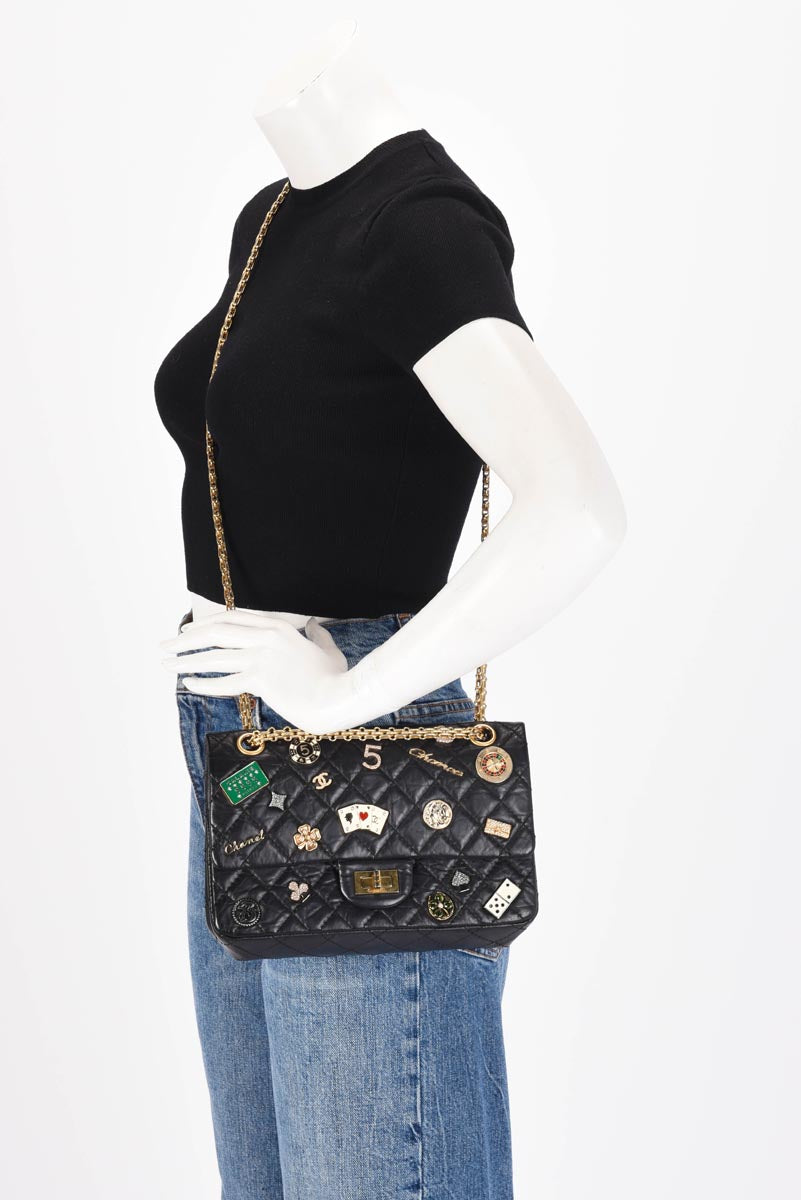 Chanel Black Quilted Calfskin Casino Lucky Charms Re-Issue Flap Bag