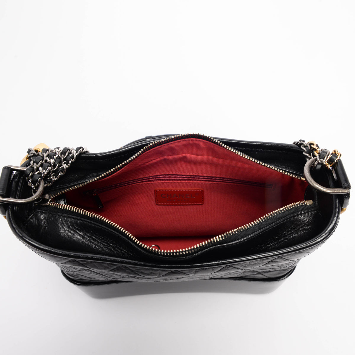 Chanel Black Aged Calfskin Medium Gabrielle Hobo Bag