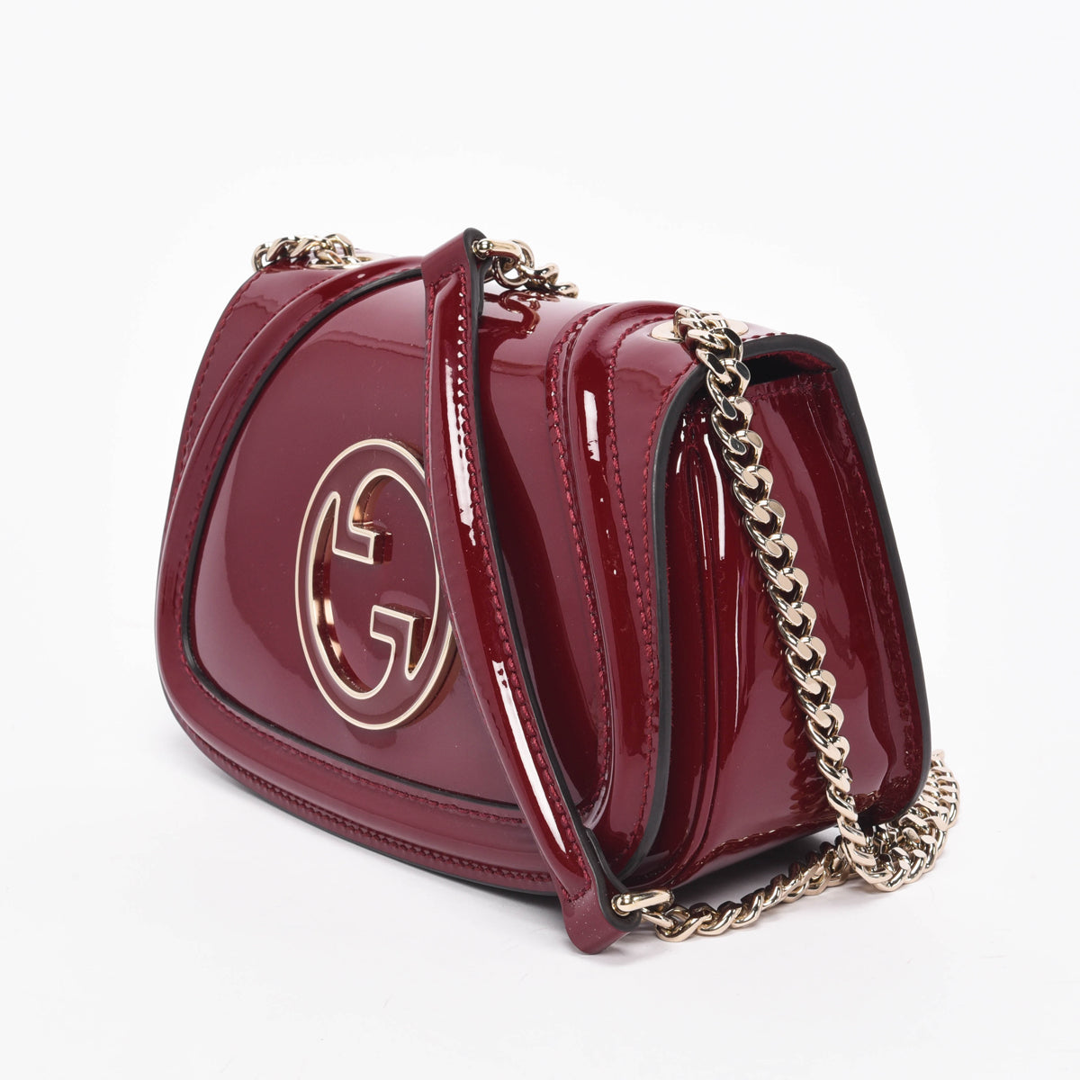 Gucci Rosso Ancora Patent Small GG Blondie Bag