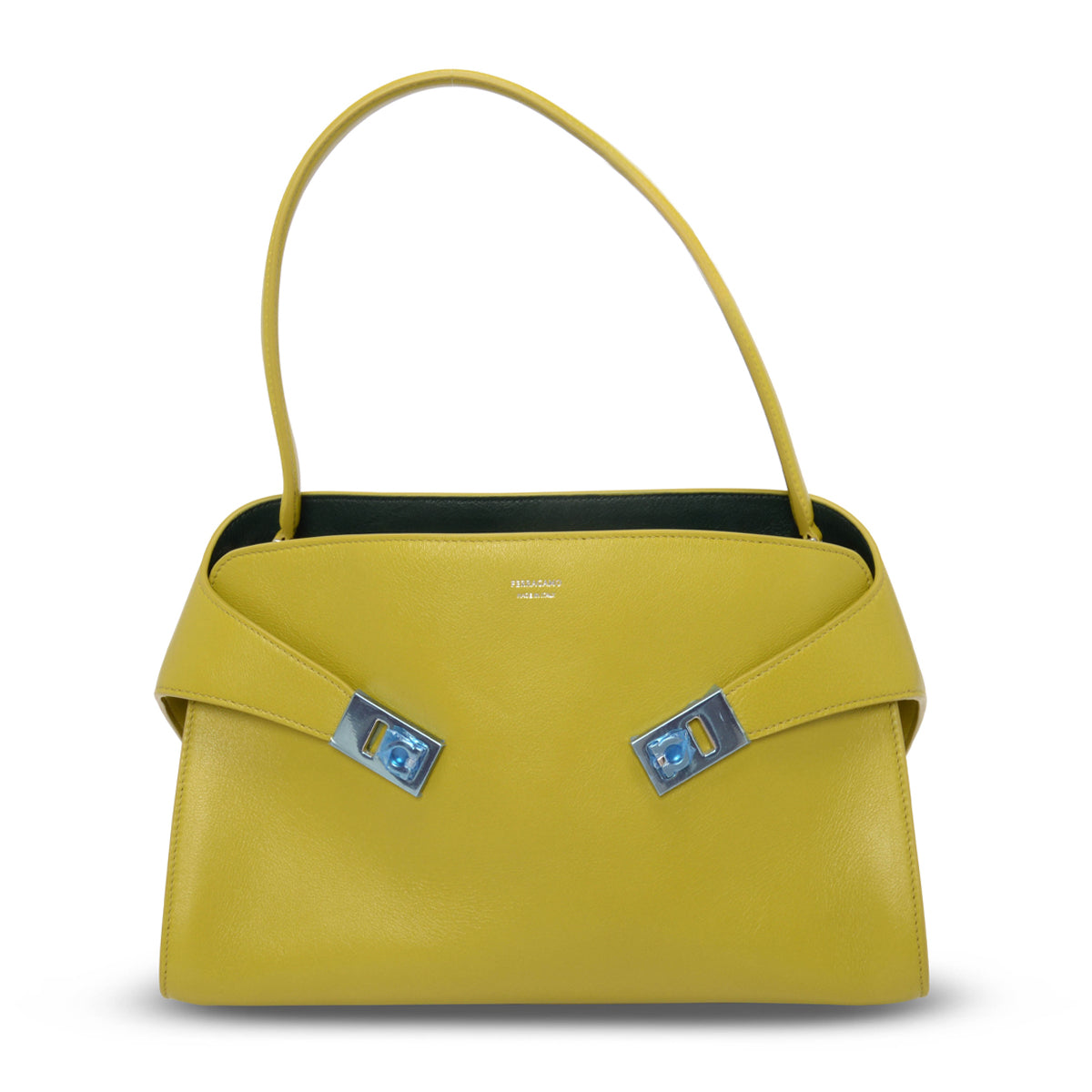 Ferragamo Bi-Colour Calfskin Medium Hug Soft Shoulder Bag