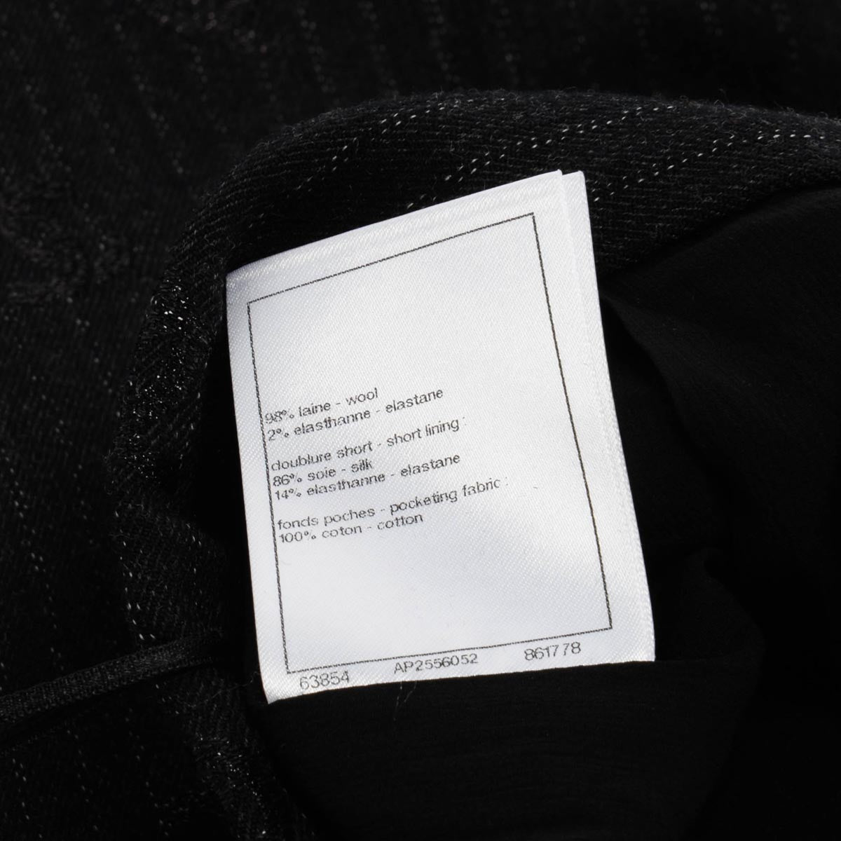 Chanel Black Pinstriped CC Pants FR 36