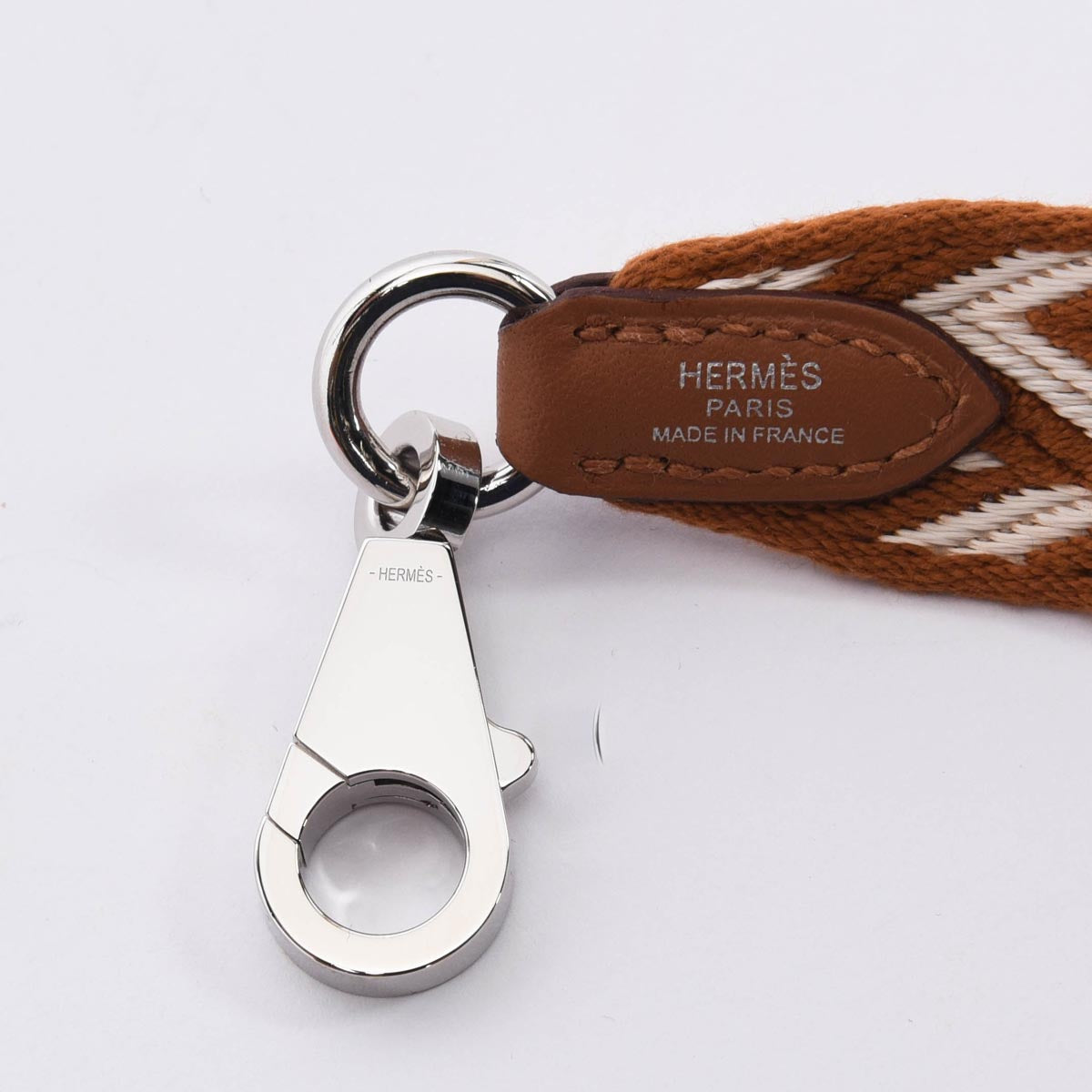 Hermes Tan Canvas Sangle Zigzag 25mm Bag Strap
