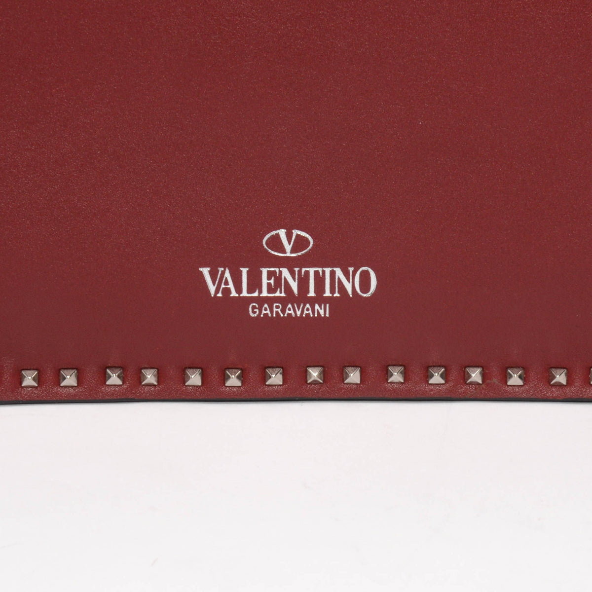 Valentino Burgundy Calfskin Mini Rockstud Chain Clutch
