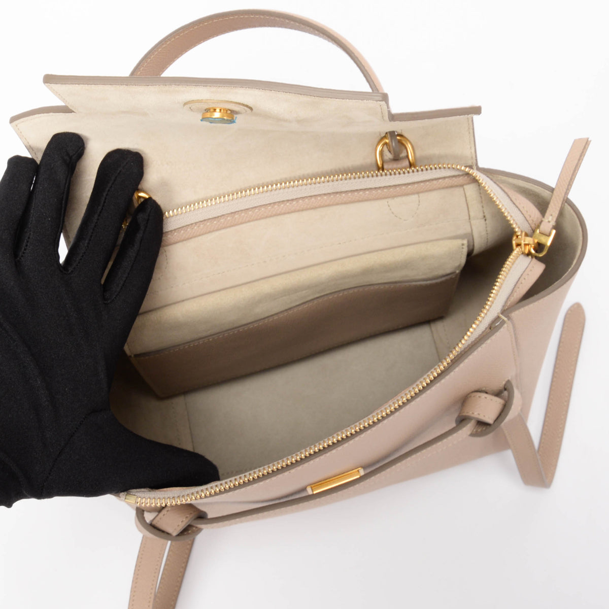 Celine Beige Grained Calfskin Micro Belt Bag