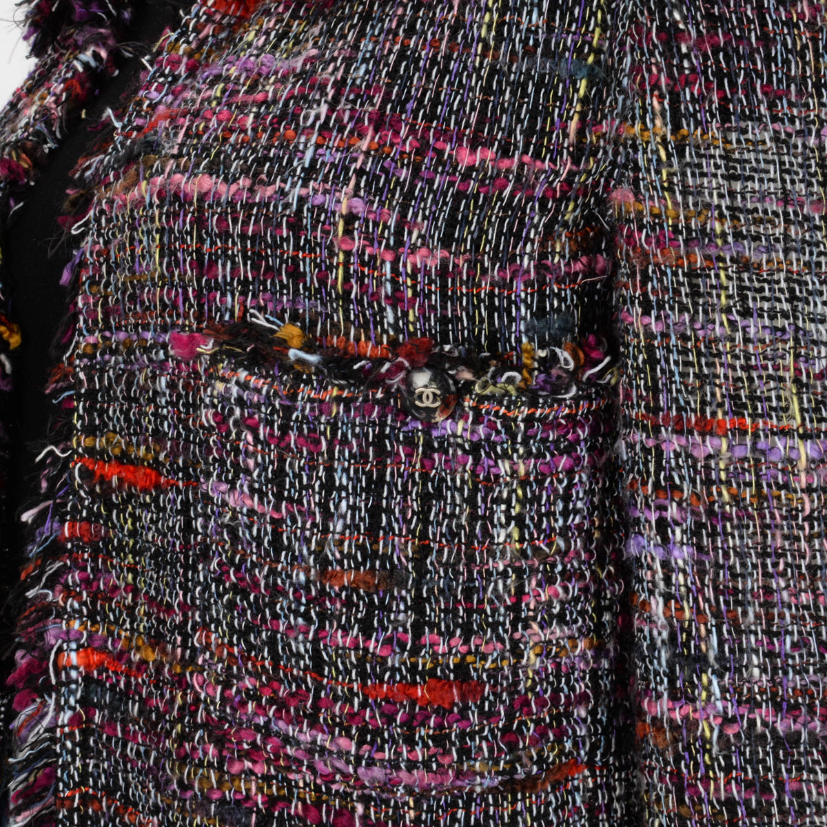Chanel Purple Fantasy Tweed Frayed Edge Jacket FR 38