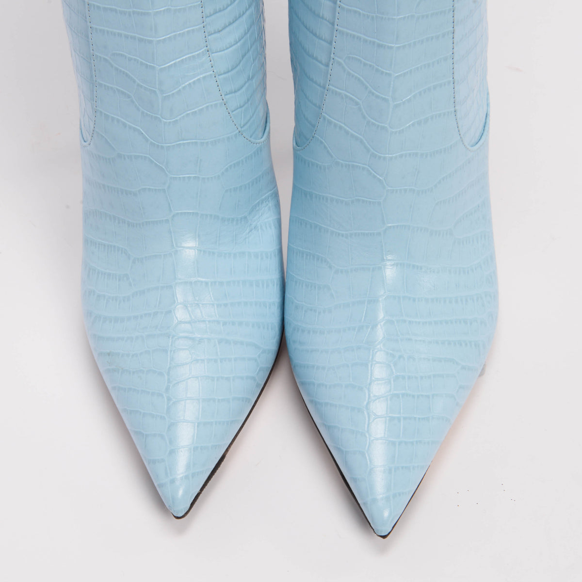 Jimmy Choo Sky Blue Stamped Croc Mavis 100 Boots 42