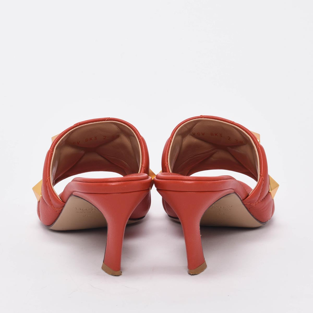 Valentino Amber Calfskin Roman Stud Mules 38