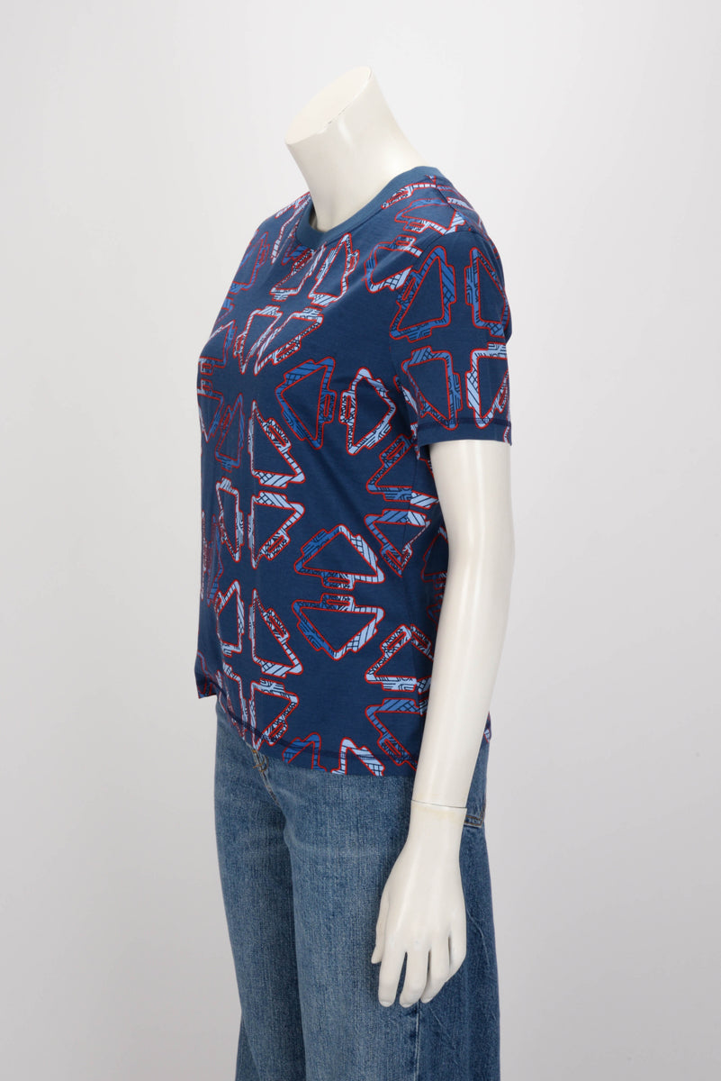 Hermes Navy Cotton Tatersales Micro T-Shirt FR 42