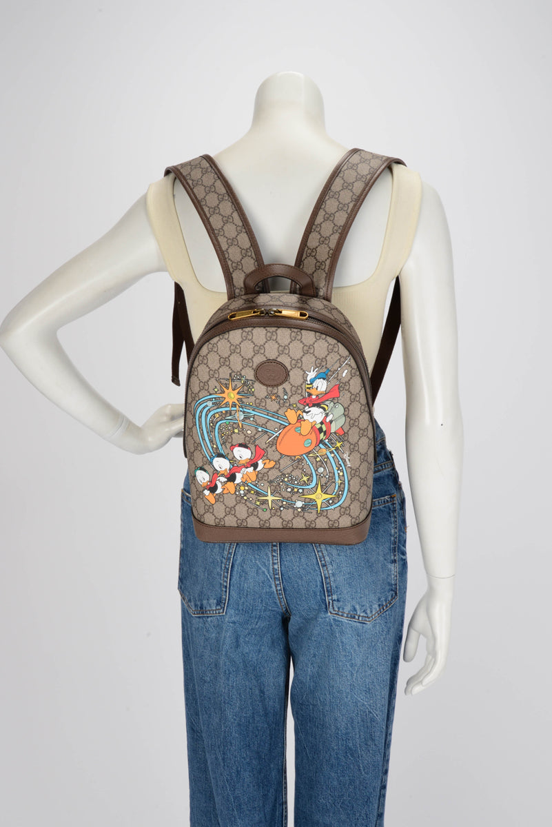 Gucci x Disney Beige GG Supreme Small Donald Duck Backpack