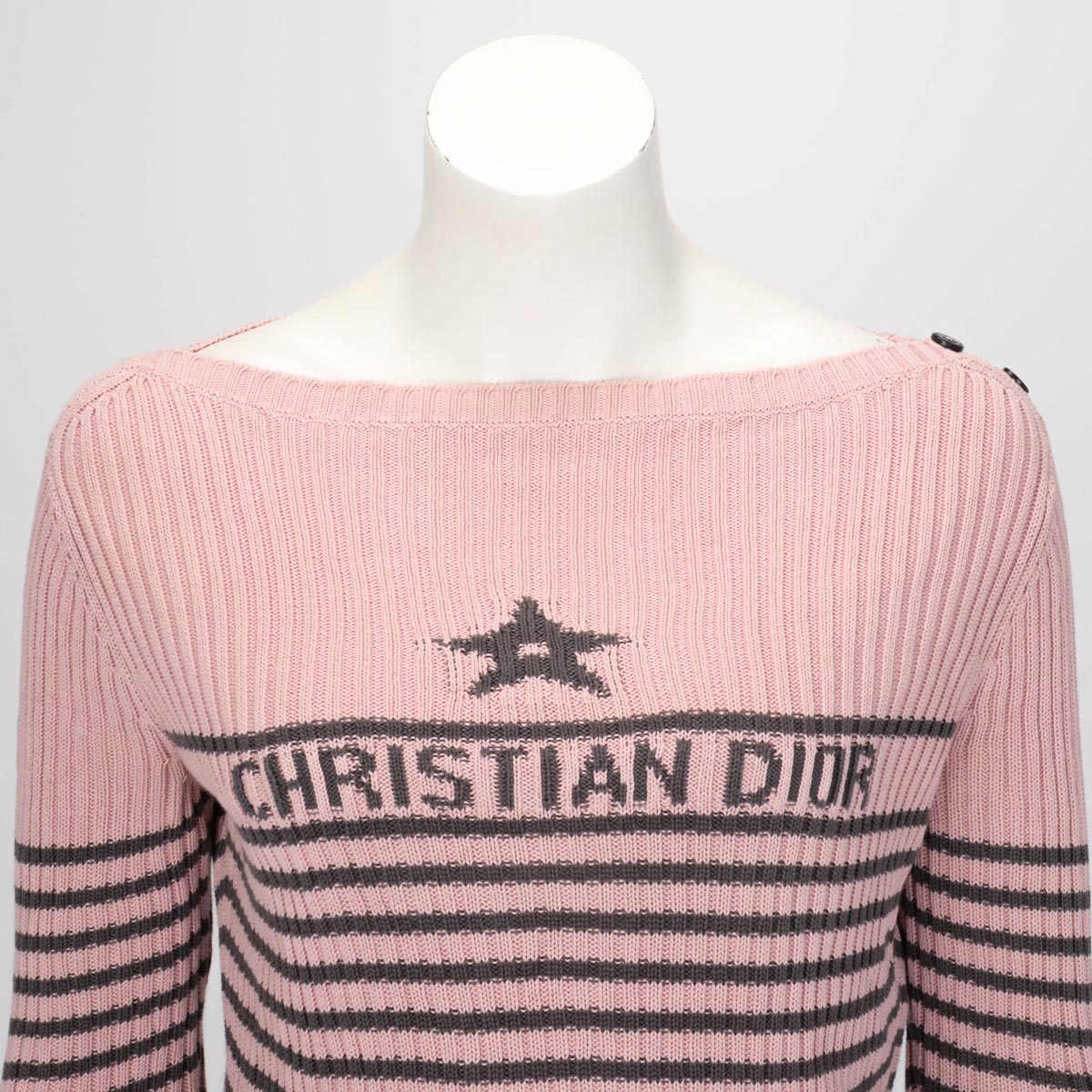 Dior Pink & Grey Cotton Knit Dioriviera Sweater FR 42