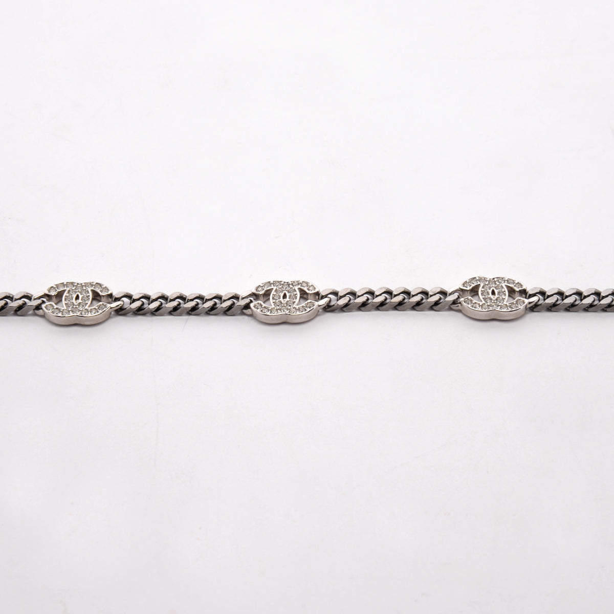 Chanel Gunmetal Crystal CC Chain Belt