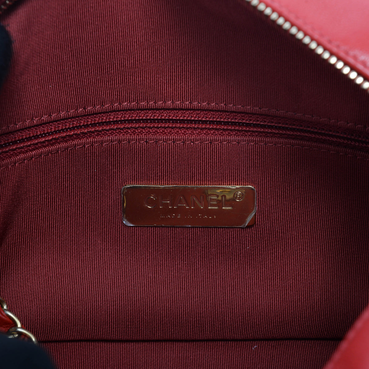 Chanel Red Quilted Lambskin Chain Infinity Camera Case