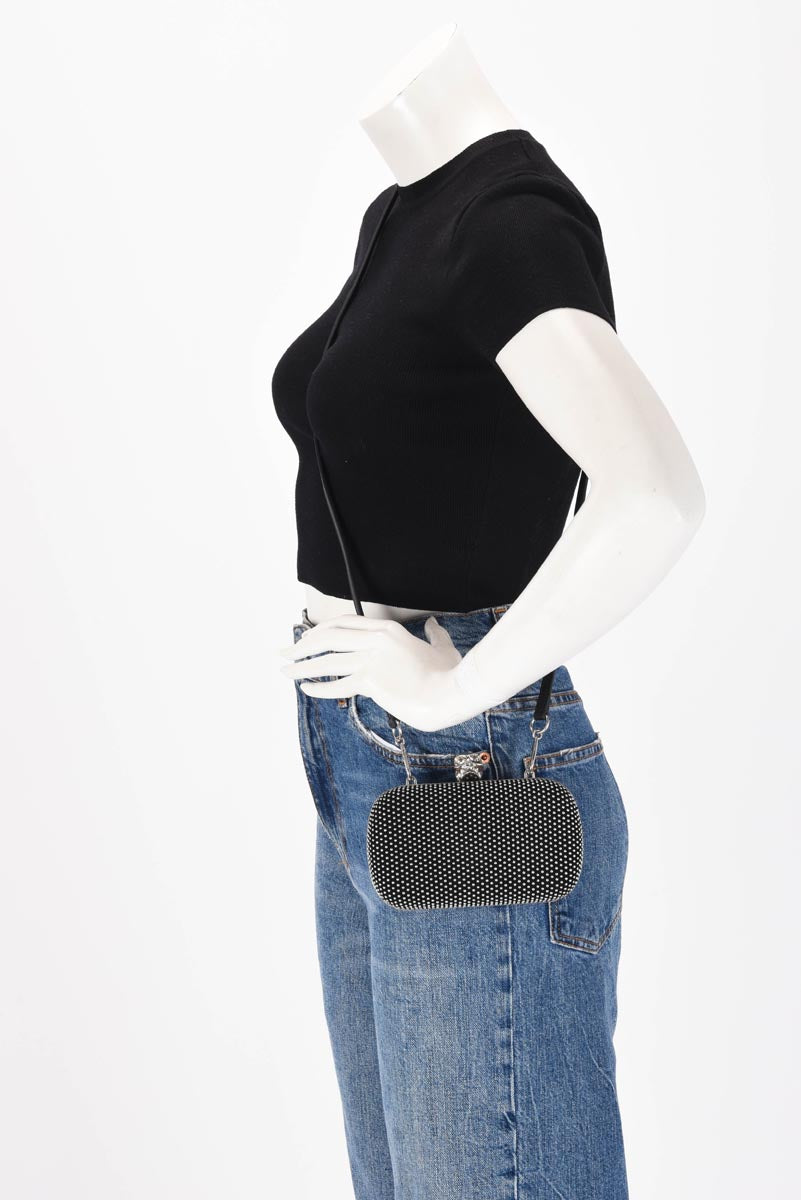 Alexander McQueen Black Studded Suede Skull Clutch