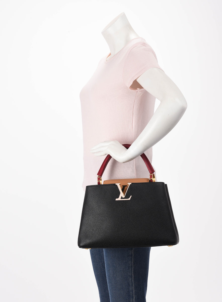 Louis Vuitton Noir Rubis Taurillon Capucines MM