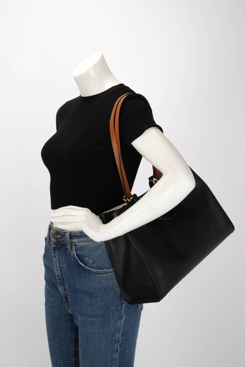 Fendi Black & Brandy Vitello Small Peekaboo X-Tote