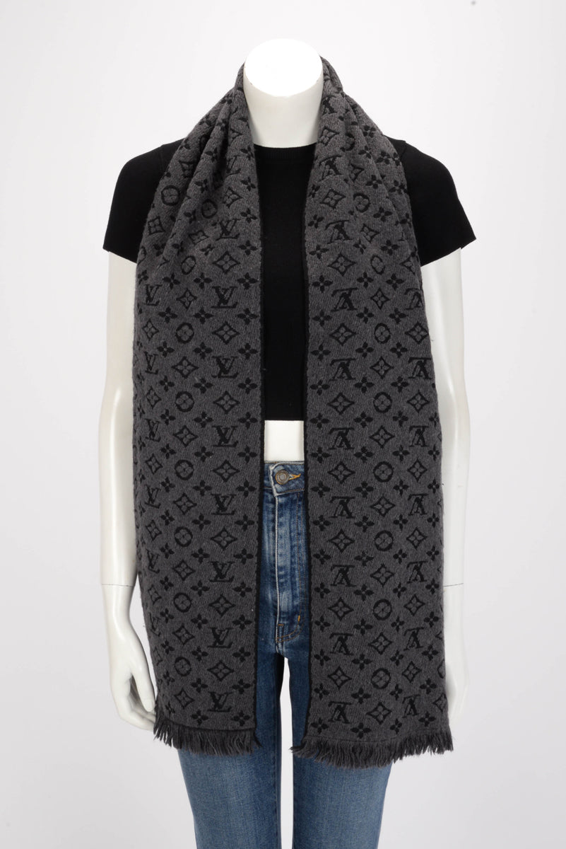 Louis Vuitton Charcoal Wool Monogram Classic Scarf