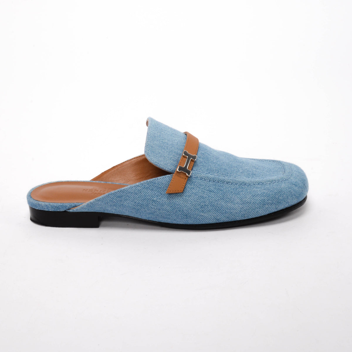 Hermes Blue Denim Lola Mules 37