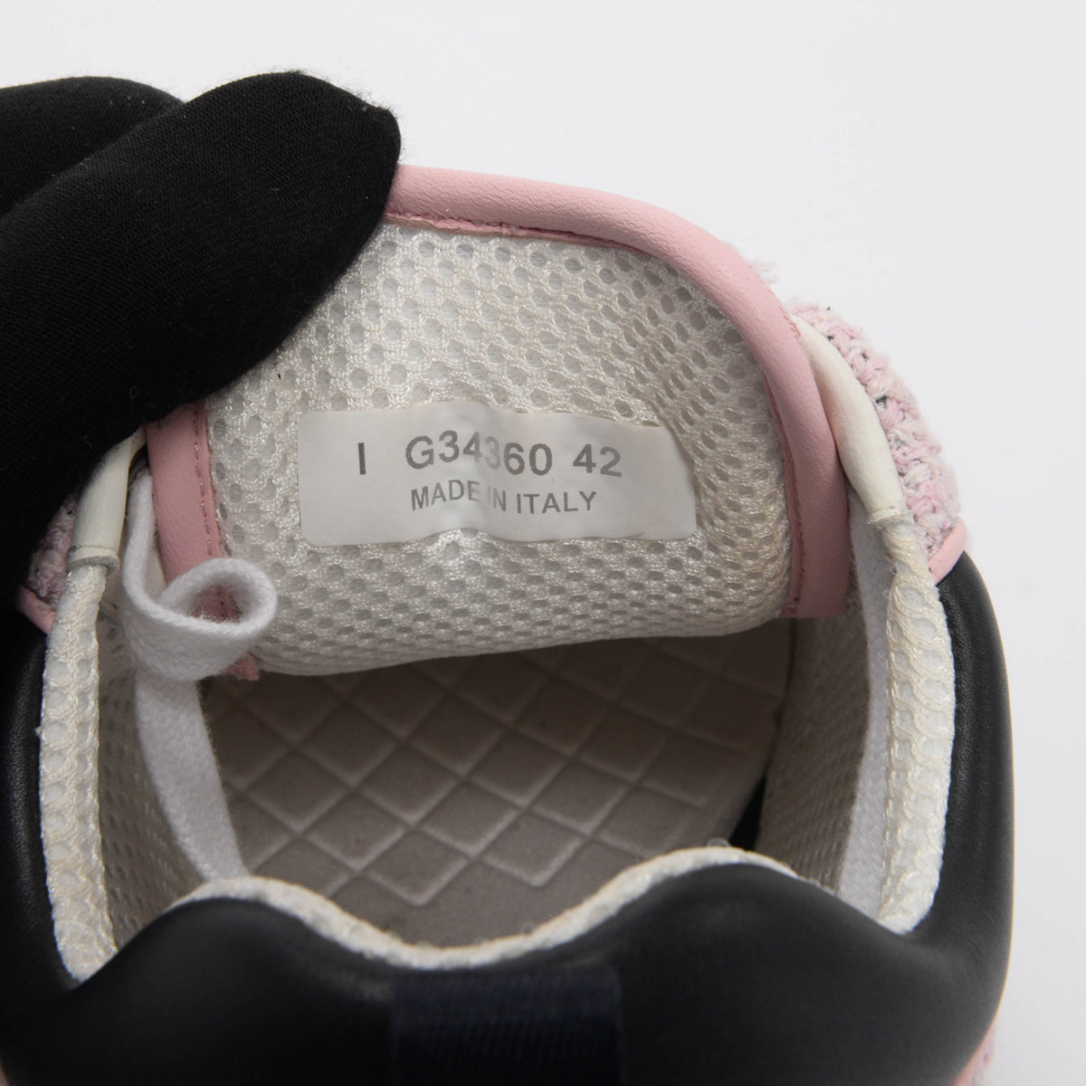 Chanel Grey & Pink Tweed CC Sneakers 42