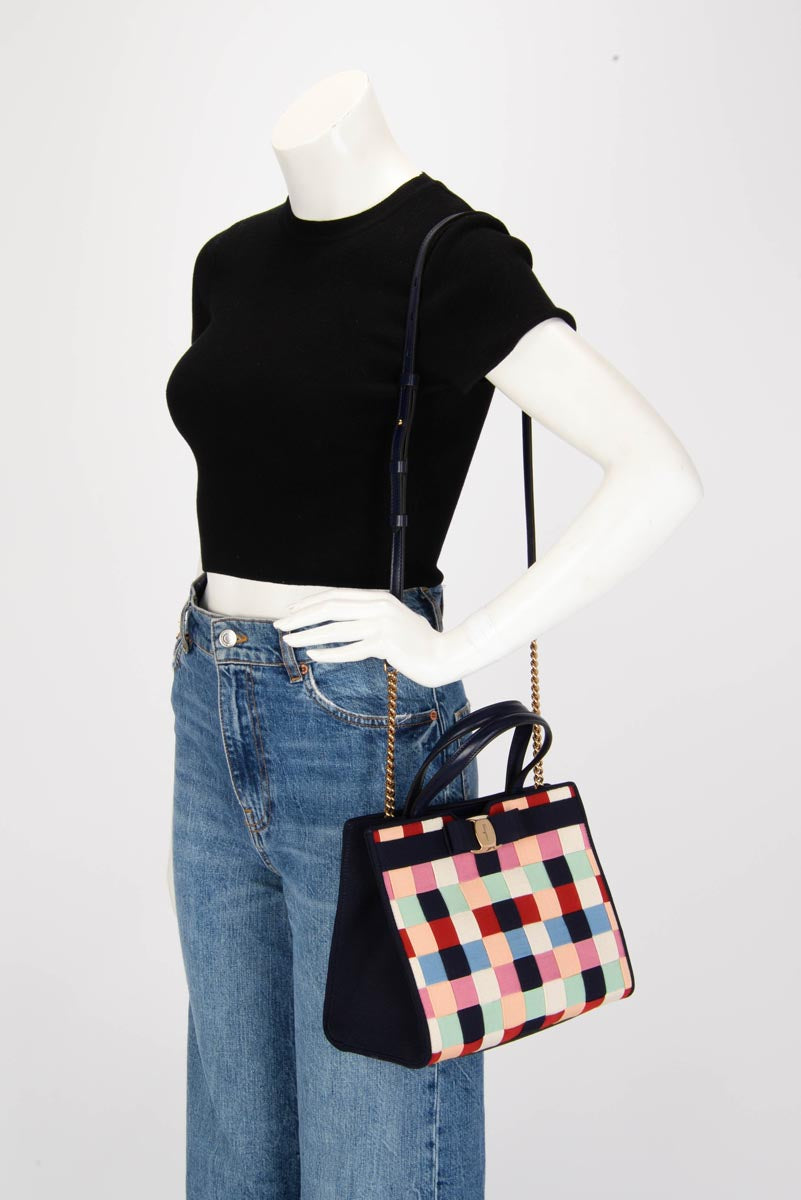 Ferragamo Multi Colour Nylon Vara Bow Tote