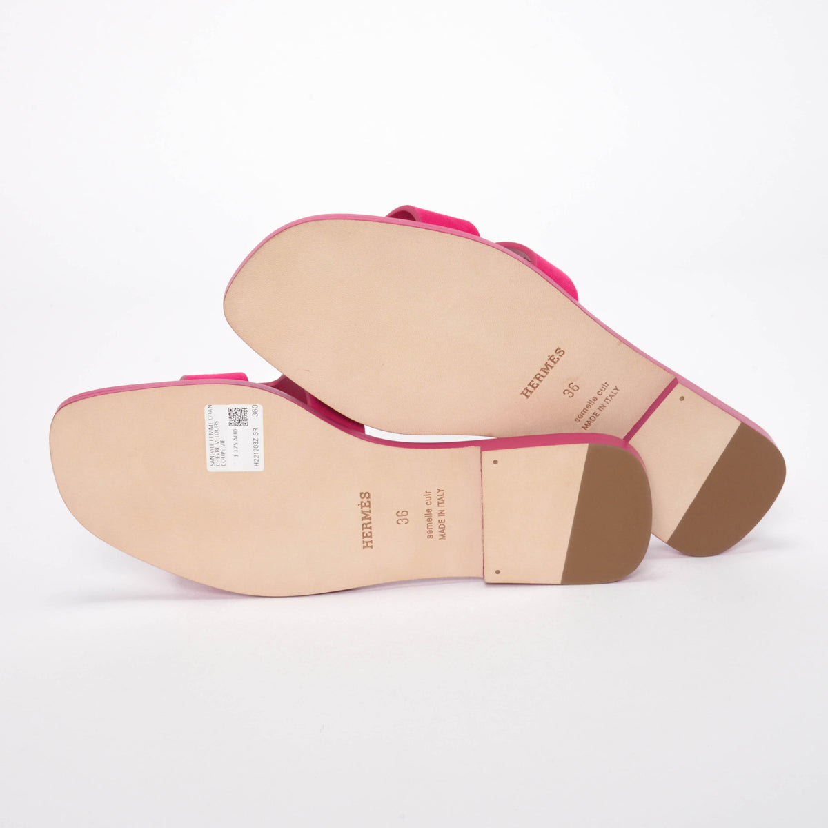 Hermes Rose Sakura Suede Oran Sandals 36