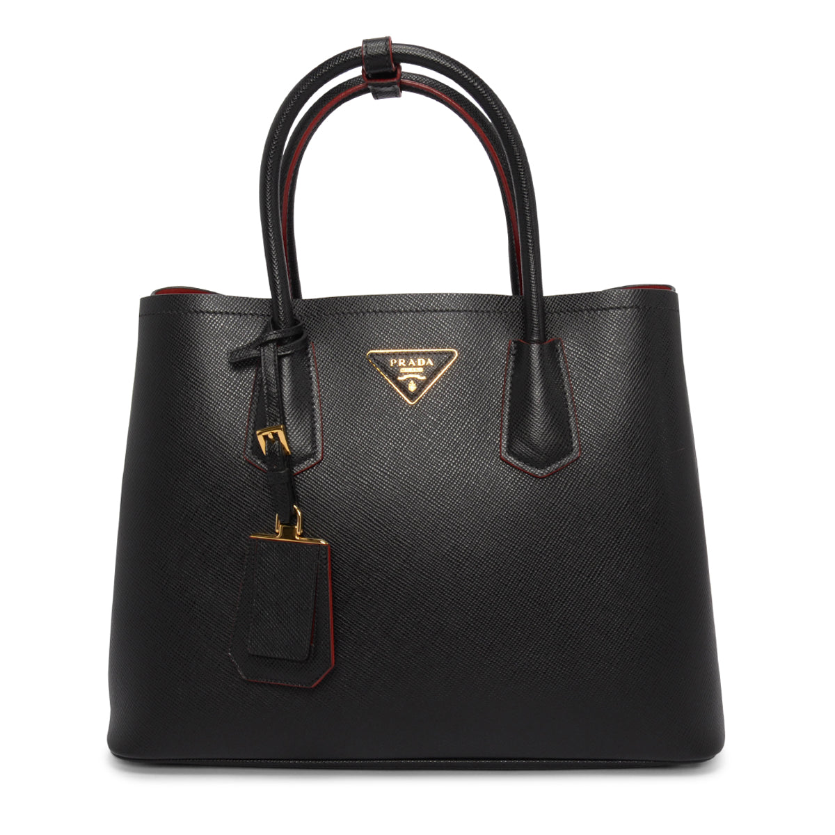 Prada Black Saffiano Cuir Medium Double Bag