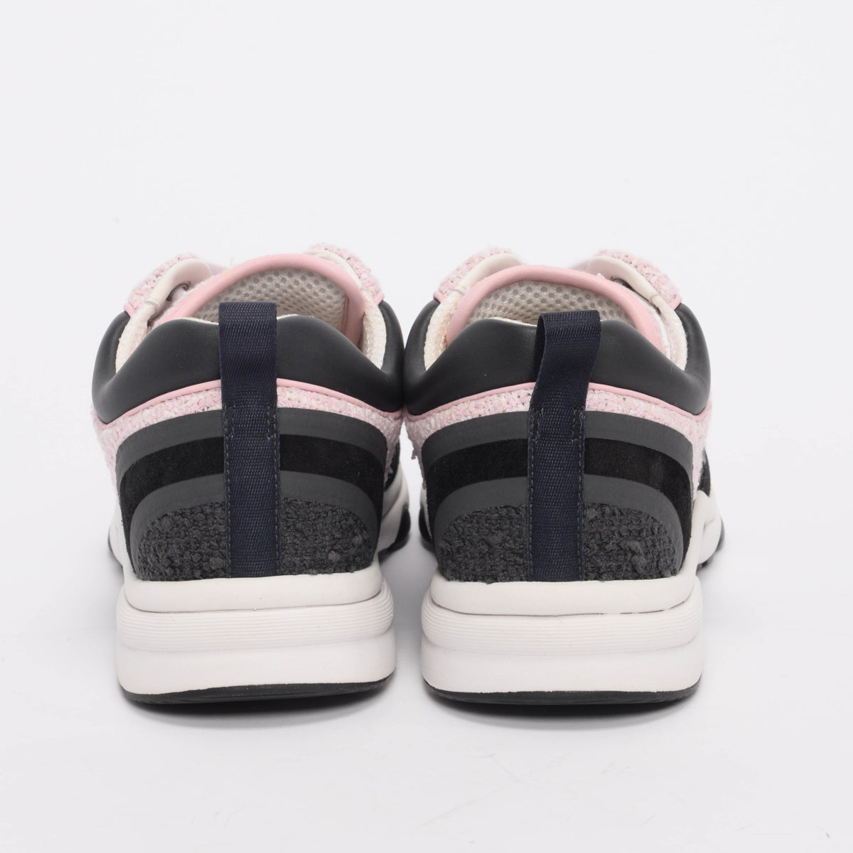 Chanel Grey & Pink Tweed CC Sneakers 42