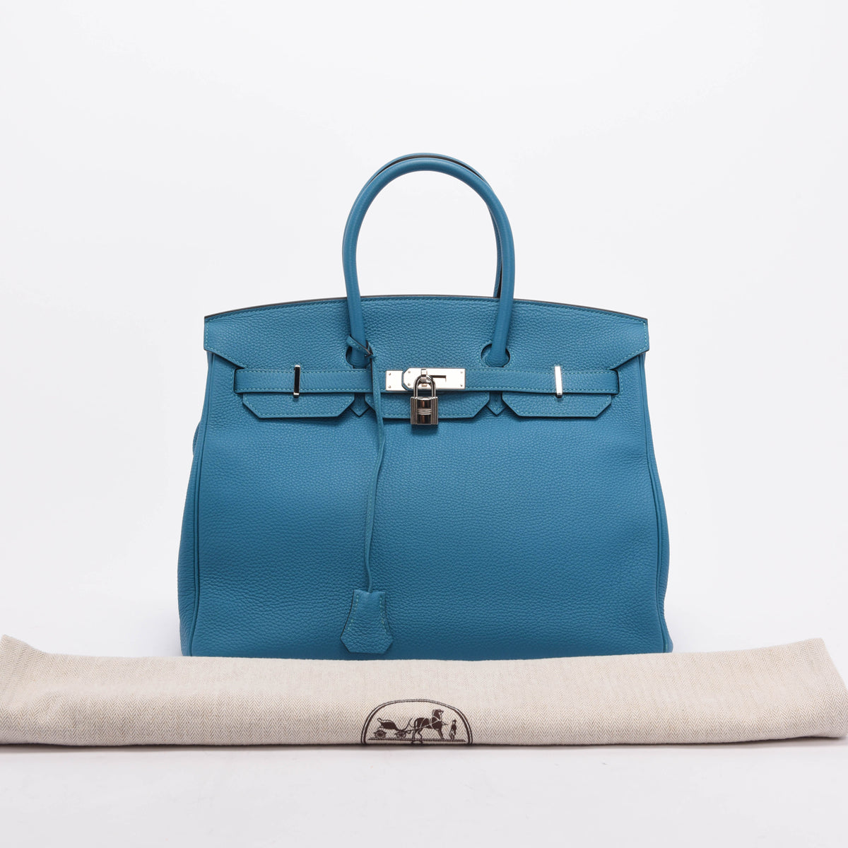 Hermes Blue Paon Togo Birkin 35 PHW