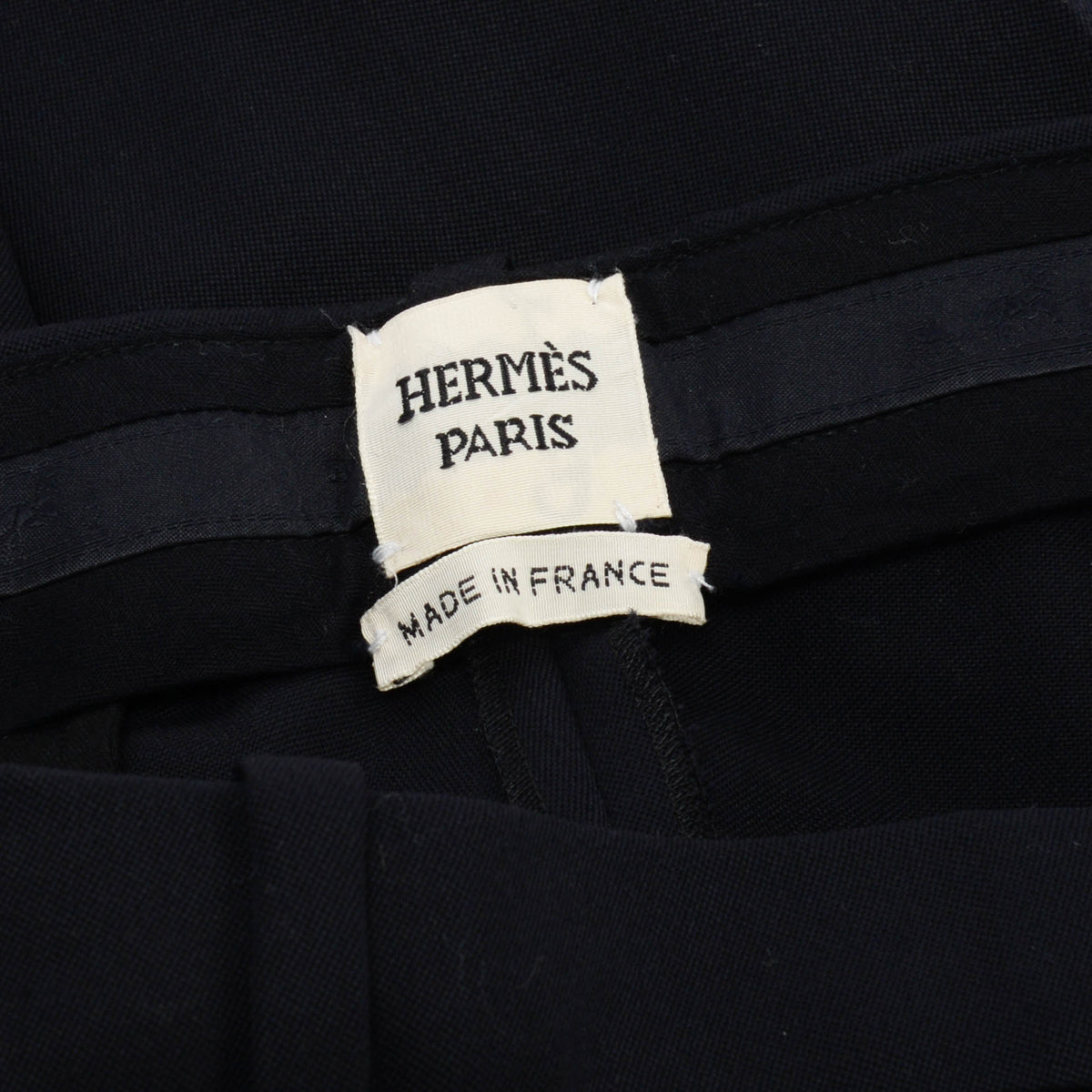Hermes Navy Wool Straight Leg Pants FR 42