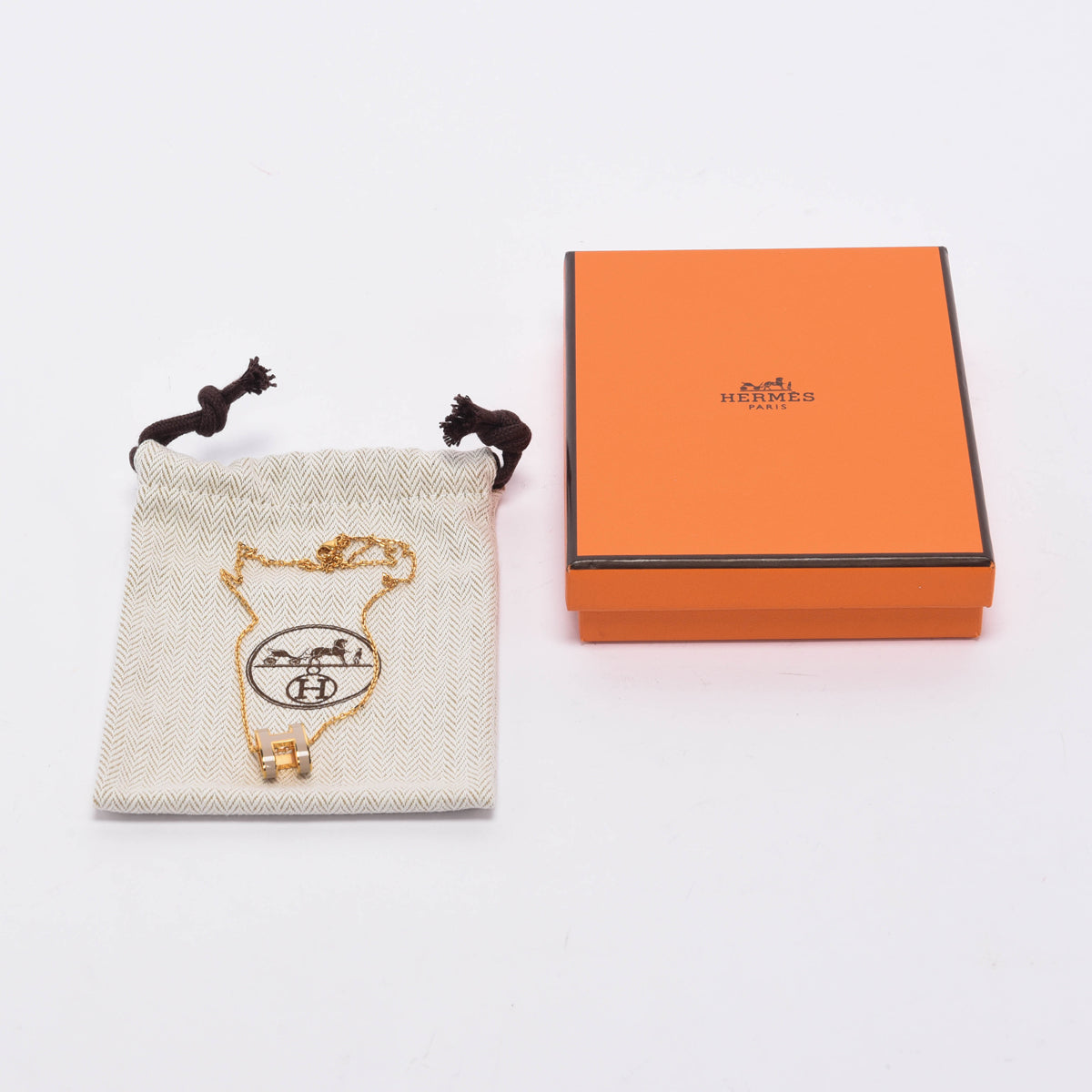 Hermes Marron Glace Enamel Pop H Necklace