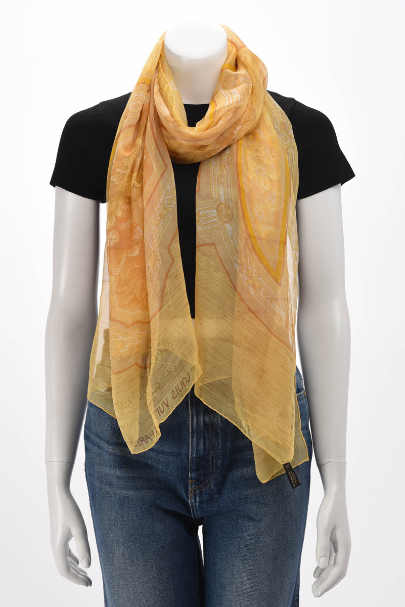 Louis Vuitton Yellow Chiffon Les Decors Parisiens Scarf