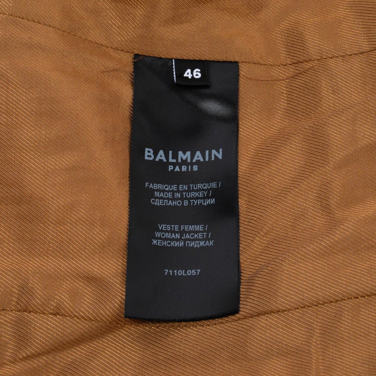 Balmain Tan Lambskin Classic Blazer FR 46
