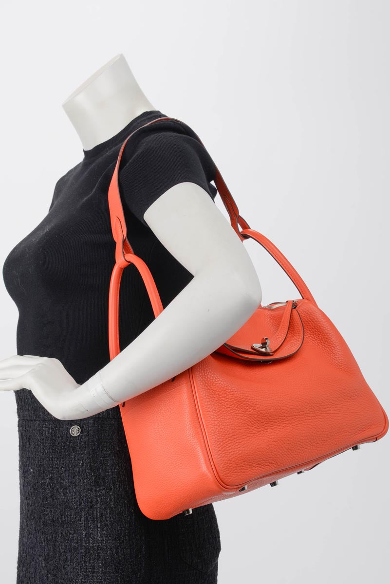 Hermes Orange Poppy Clemence Lindy 30