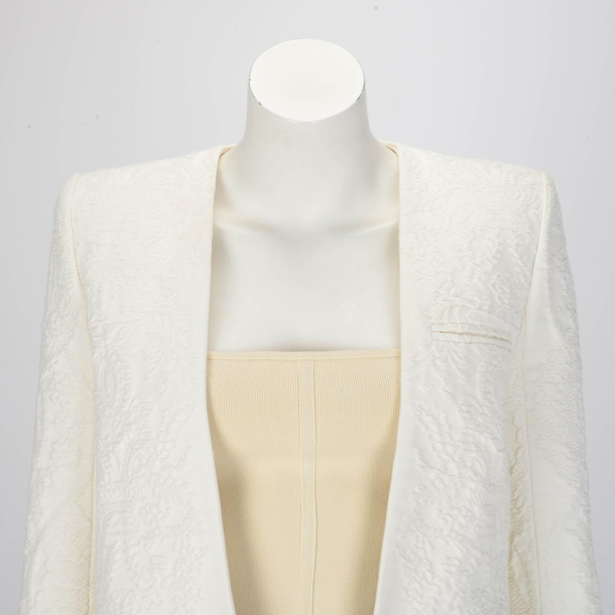 Balmain White Embroidered Open Jacket FR 36