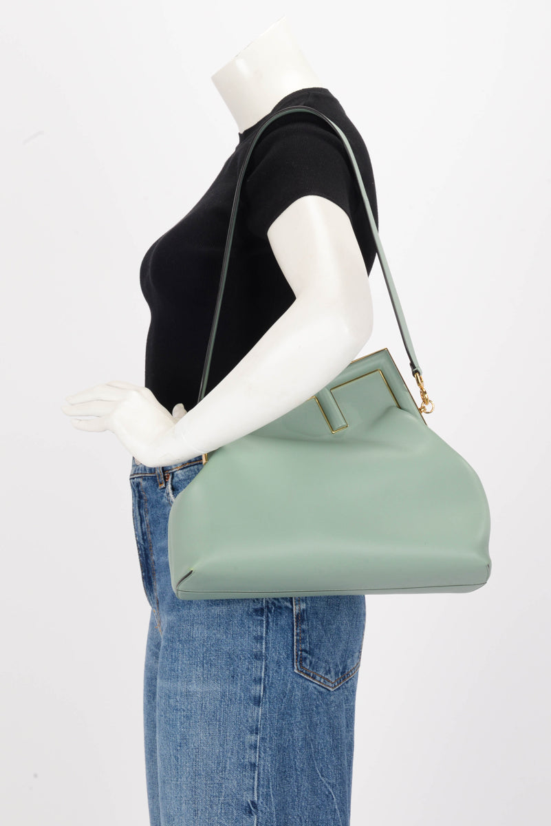 Fendi Mint Green Nappa Fendi First Medium Clutch