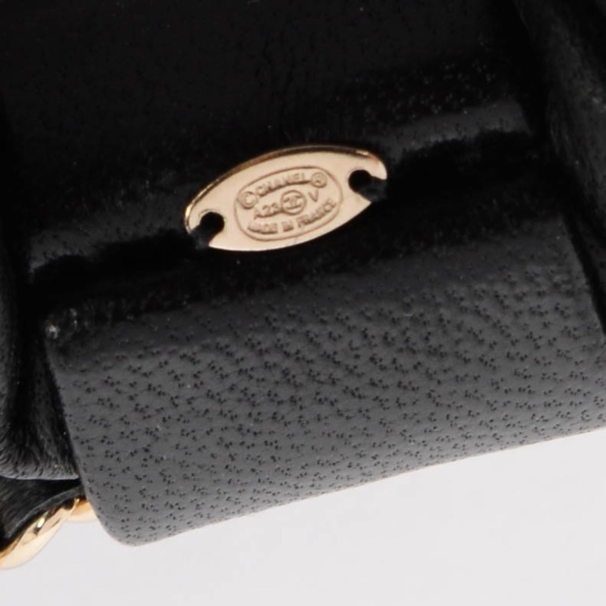 Chanel Black Lambskin CC Chain Bow Scrunchie