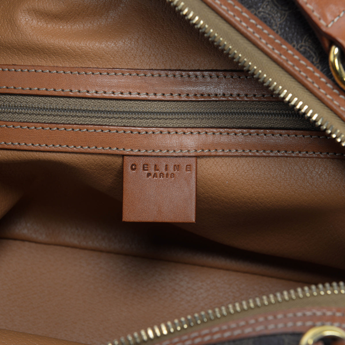 Celine Vintage Tan Macadam Canvas Bowling Bag