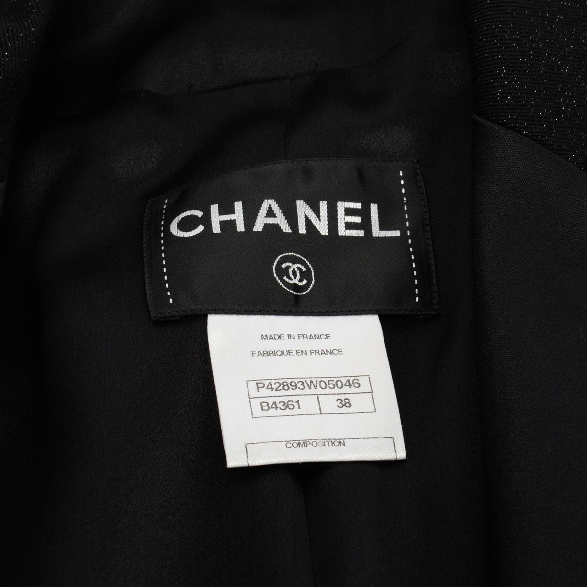 Chanel Black Lurex Tuxedo Style Jacket FR 38