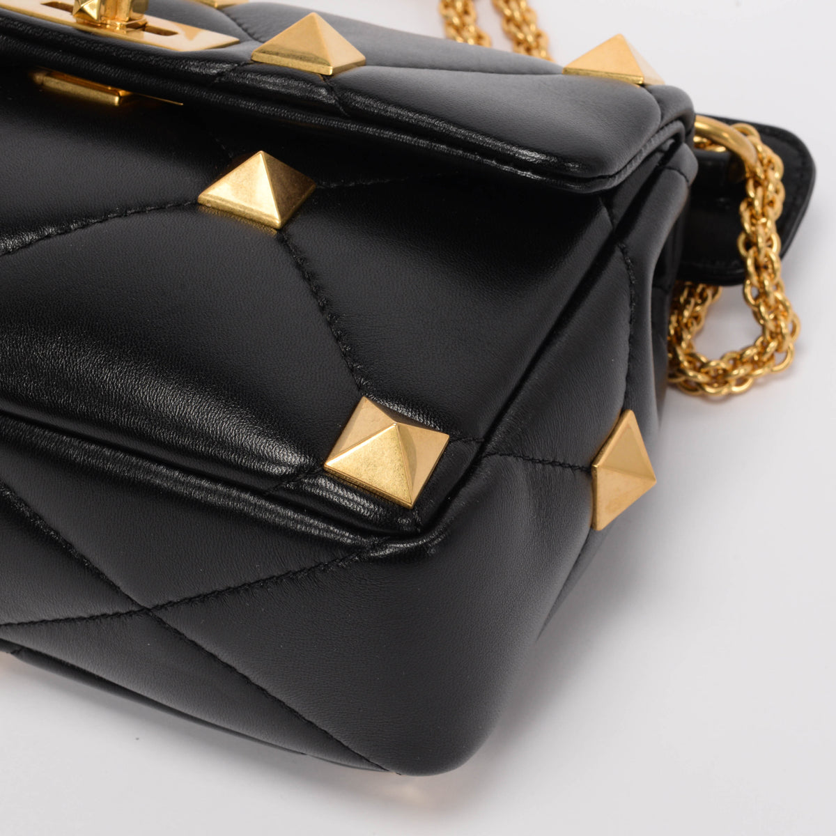 Valentino Black Nappa Medium Roman Stud Bag