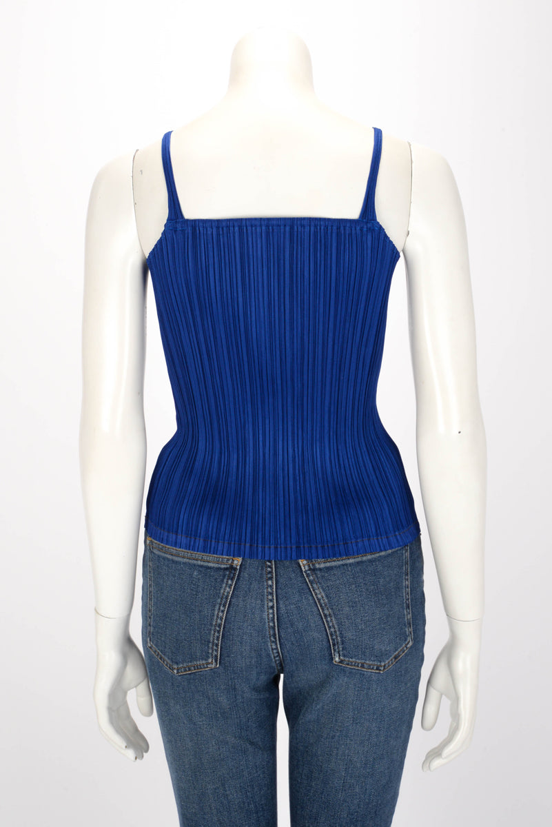 Pleats Please Issey Miyake Blue Pleated Singlet Top