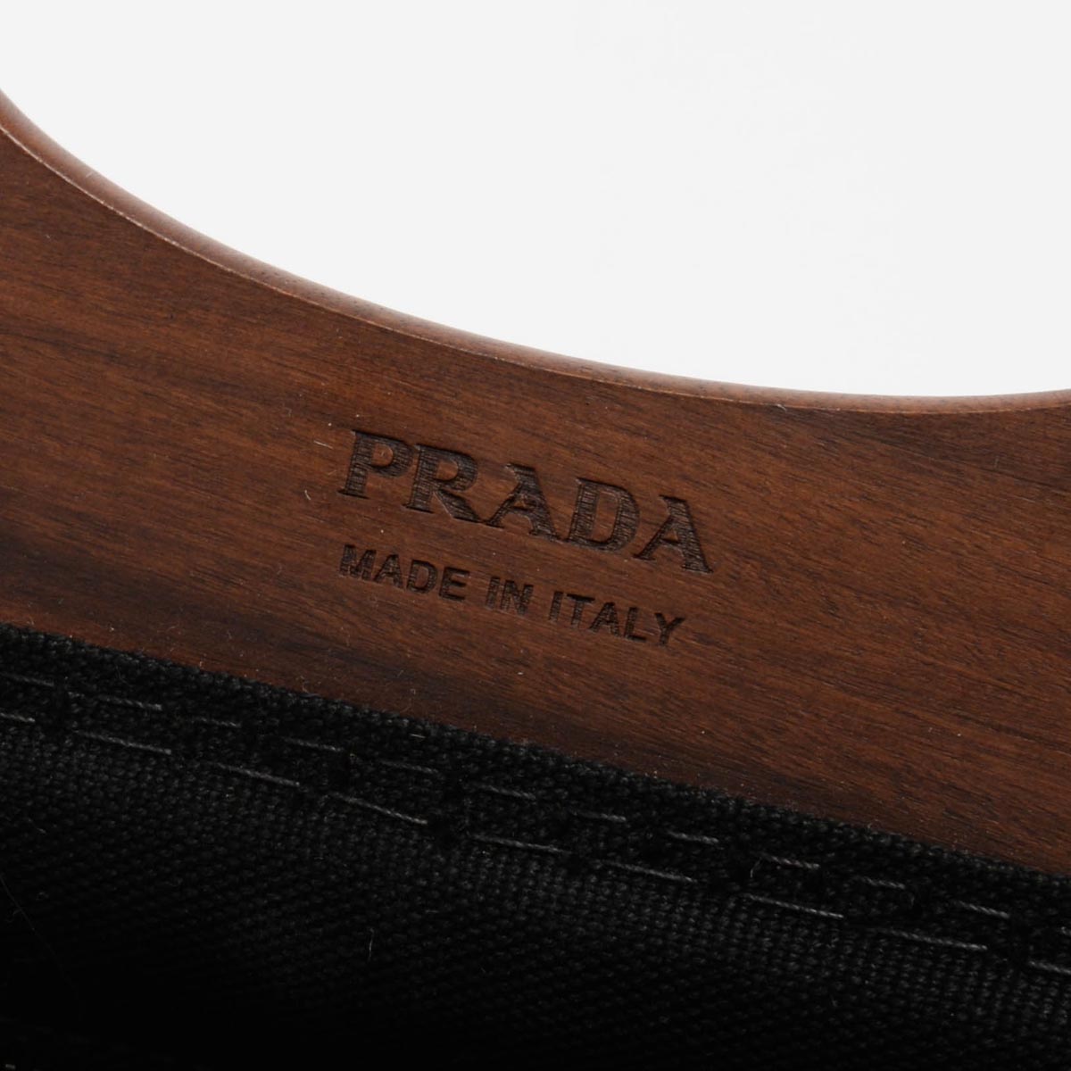 Prada Black Canvas Wood Handle Canapa Tote