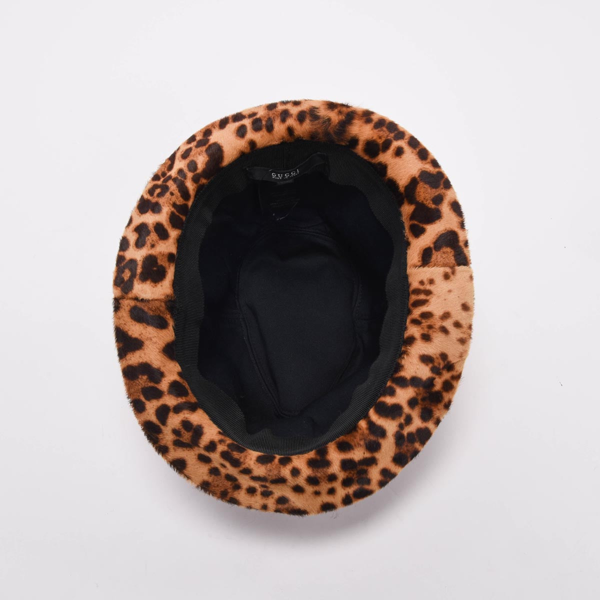 Gucci Leopard Print Pony Hair Buckle Trim Fedora