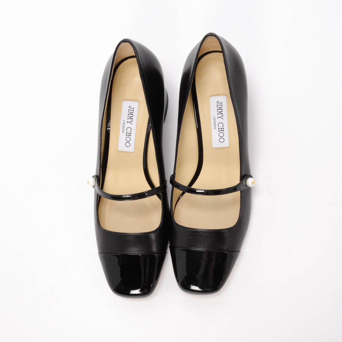 Jimmy Choo Black Nappa & Patent Elisa Pumps 41