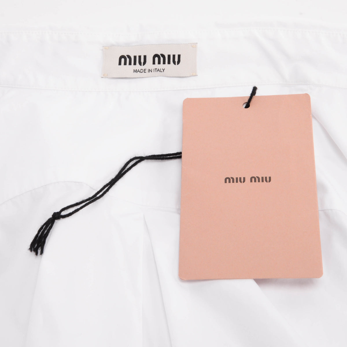 Miu Miu White Cotton Logo Embroidered Cropped Poplin Shirt IT 40