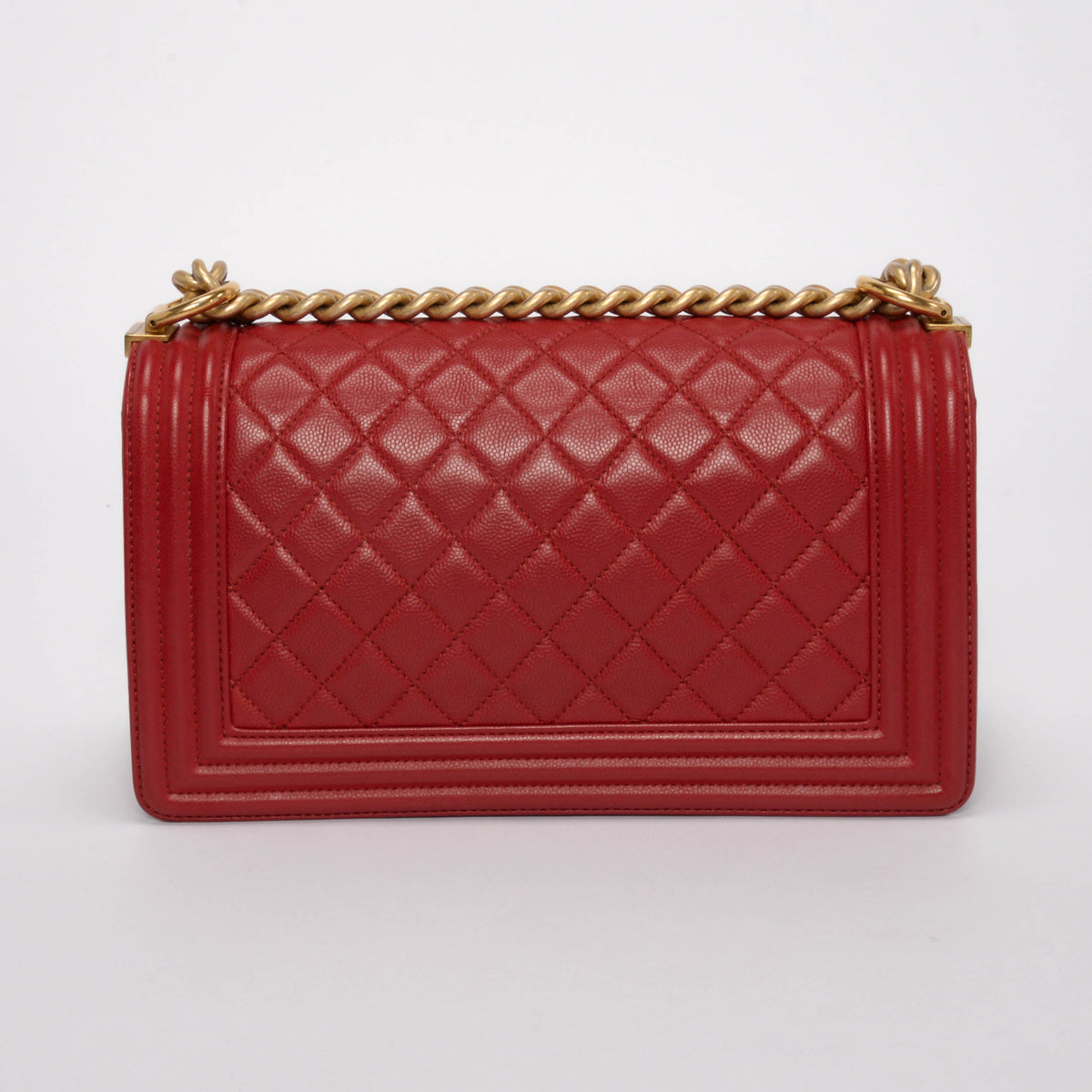 Chanel Red Quilted Calfskin Medium Boy Bag