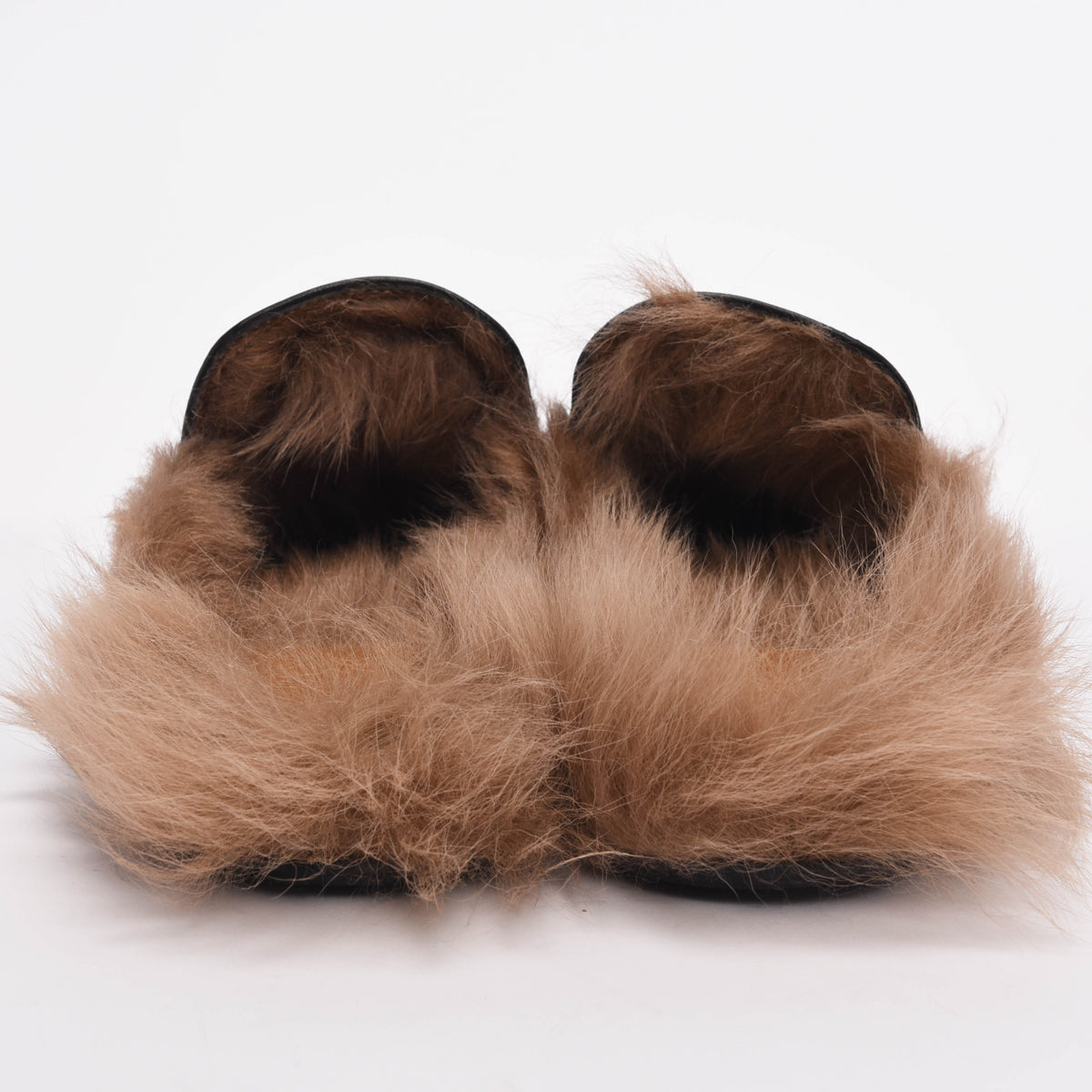 Gucci Black Leather Fur Lined Princetown Slippers 37