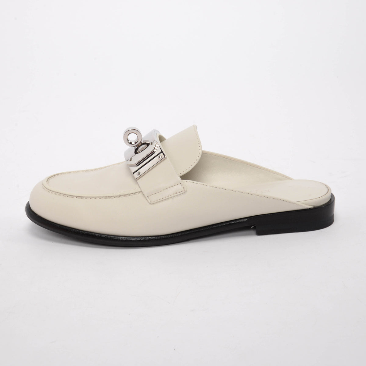 Hermes Blanc de Paris Calfskin Lota Mules 36