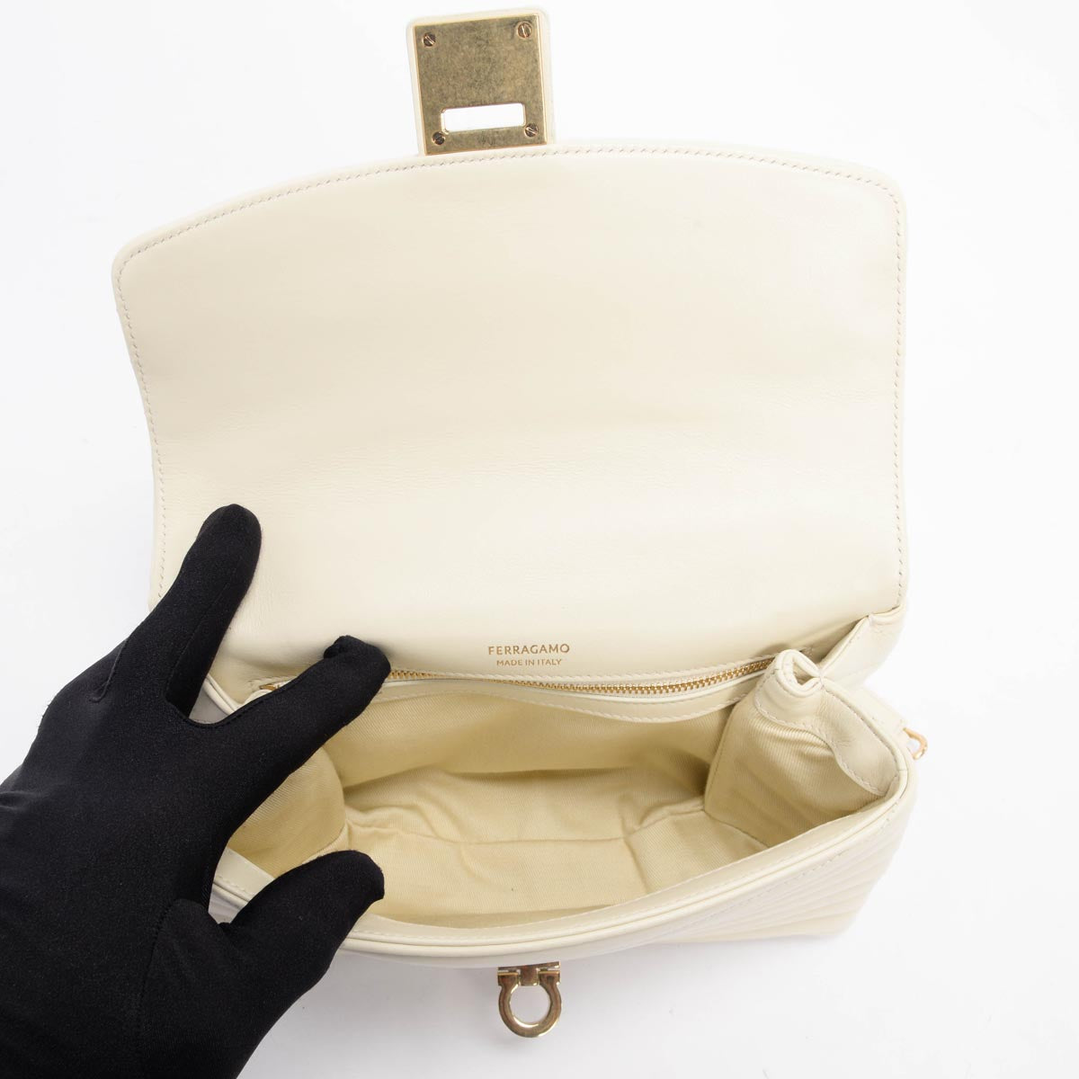 Ferragamo Marscapone Quilted Calfskin Medium Mat Flap Bag