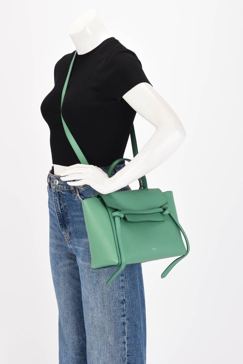 Celine Pop Green Grained Calfskin Micro Belt Bag
